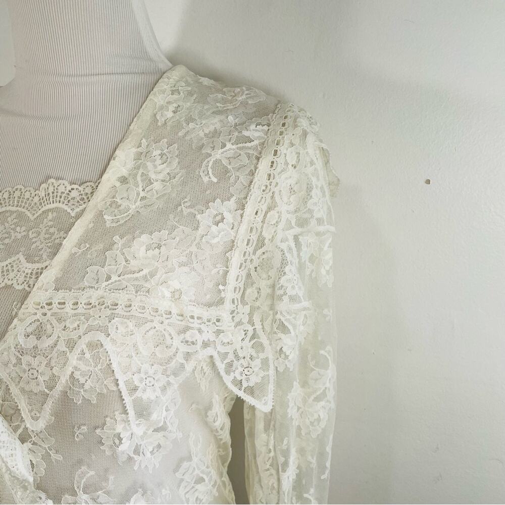 NWT Jessica McClintock 80 90s Lace Wedding Long Sleeve Dress 8 Deadstock Vintage - Picture 7 of 14